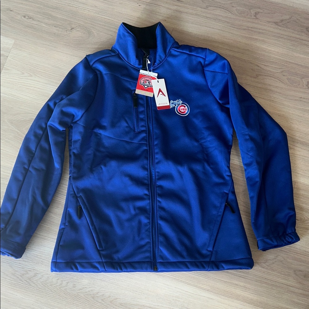 Antigua Women's Traverse Full Zip Jacket M Blue Lightweight Water Resist Sleek